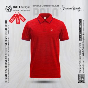 Men's Red Slub Short-Sleeve Polo Shirt
