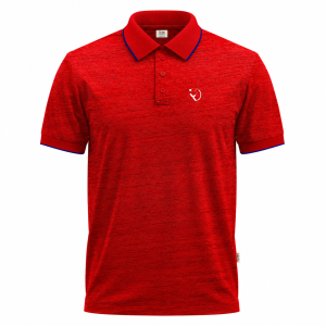Men's Red Slub Short-Sleeve Polo Shirt