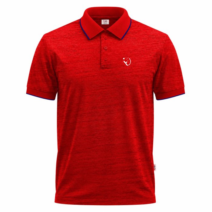 2071-Men’s Red Slub Short-Sleeve Polo Shirt