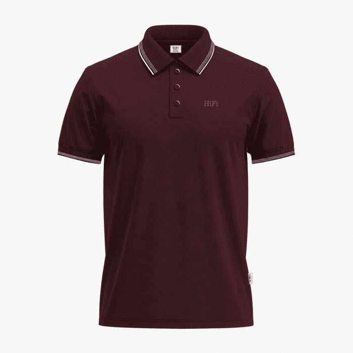 2085-Men’s Maroon Short-Sleeve Solid Polo Shirt