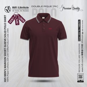 Men's Maroon Short-Sleeve Solid Polo Shirt