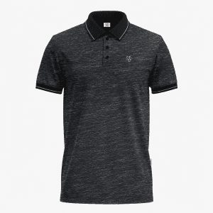Men's Black Slub Short-Sleeve Polo Shirt