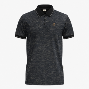 Men's Black Slub Short-Sleeve Polo Shirt