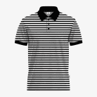 2103-Men’s Black & White Striped Short-Sleeve Polo Shirt