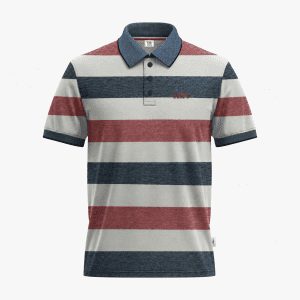Men's Red & Charcoal Short-Sleeve Sep. Striped Polo Shirt