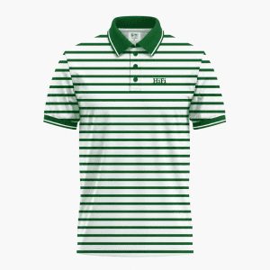 Men's White Short-Sleeve Irish Green Striped Polo Shirt