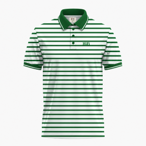 Men's White Short-Sleeve Irish Green Striped Polo Shirt