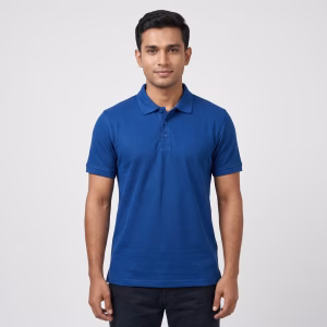 Men's Navy Blue Short-Sleeve Solid Polo Shirt