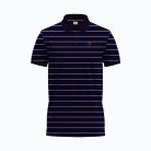 HiFi Men's Navy Blue Short-Sleeve White Striped Polo Shirt