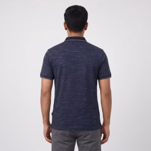 Men's Black Slub Short-Sleeve Polo Shirt