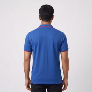 Men's Blue Short-Sleeve Solid Polo Shirt