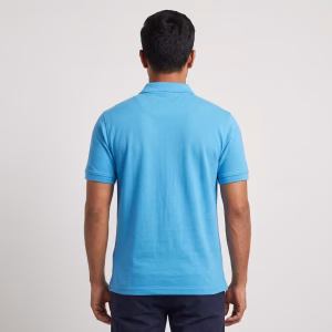 Men's Sky Blue Short-Sleeve Solid Polo Shirt