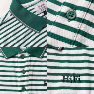 Men's White Short-Sleeve Irish Green Striped Polo Shirt