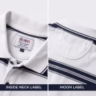 Men's White Short-Sleeve Navy Blue Striped Polo Shirt