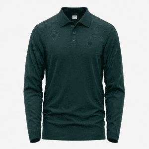 Men's Bottle Green Long-Sleeve Solid Polo Shirt