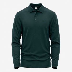 Men's Bottle Green Long-Sleeve Solid Polo Shirt
