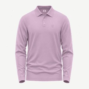 Men's Lavender Long-Sleeve Solid Polo Shirt