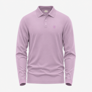 Men's Lavender Long-Sleeve Solid Polo Shirt