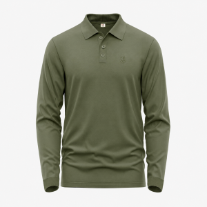 Men's Bottle Green Long-Sleeve Solid Polo Shirt (Copy)