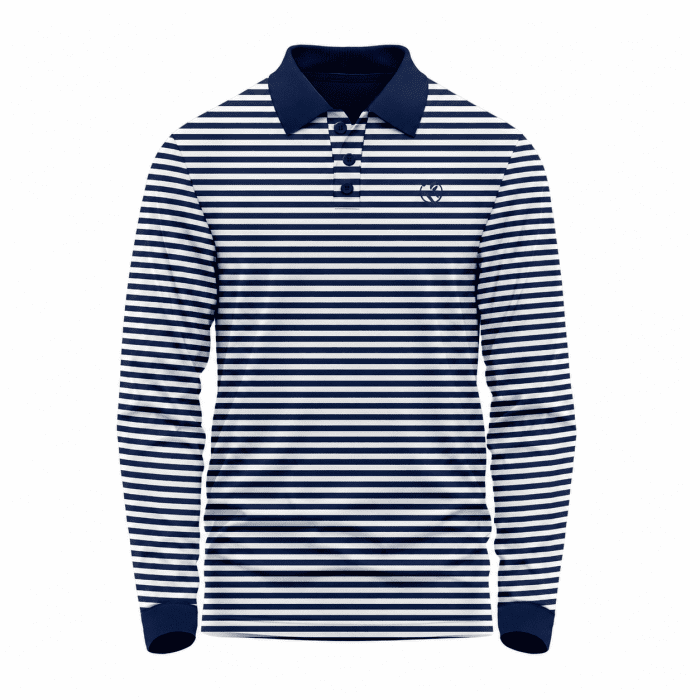 1022-Men’s Navy Blue Long-Sleeve Striped Polo Shirt 1022-Men’s Navy Blue Long-Sleeve Striped Polo Shirt