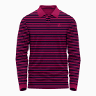 1023-Men's Wine Red Long-Sleeve Striped Polo Shirt