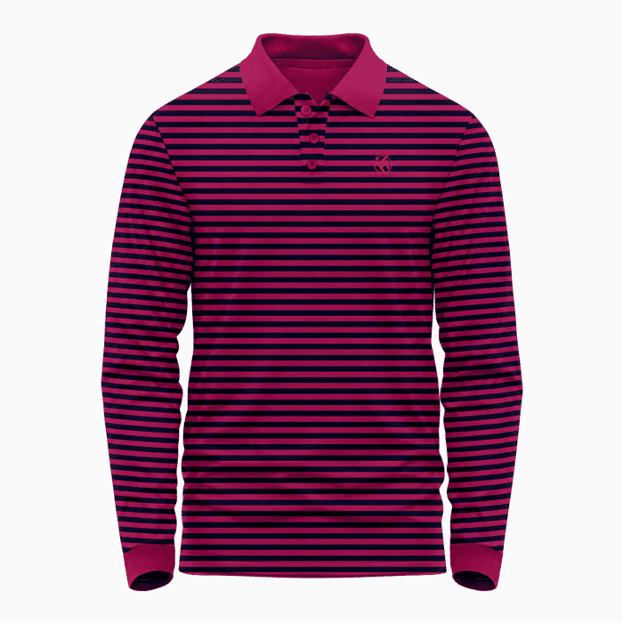 1023-Men's Wine Red Long-Sleeve Striped Polo Shirt 1023-Men's Wine Red Long-Sleeve Striped Polo Shirt