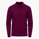 1024-Men’s Burgundy Long-Sleeve Solid Polo Shirt
