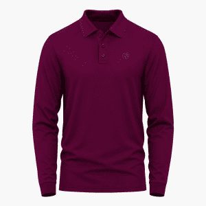 Men's Burgundy Long-Sleeve Solid Polo Shirt