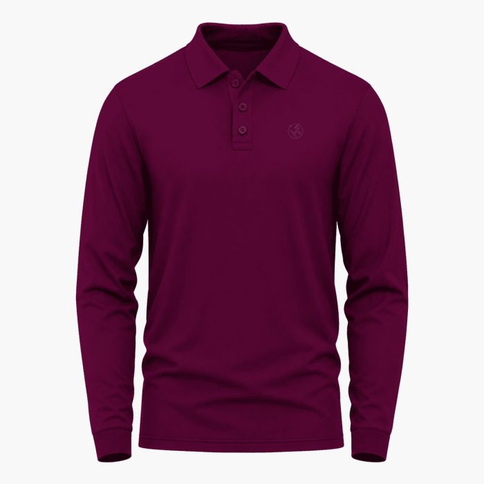1024-Men’s Burgundy Long-Sleeve Solid Polo Shirt 1024-Men’s Burgundy Long-Sleeve Solid Polo Shirt