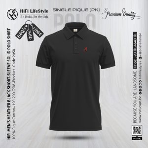 Men's Heather Black Short-Sleeve Solid Polo Shirt