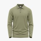Men’s Beige Long-Sleeve Solid Polo Shirt