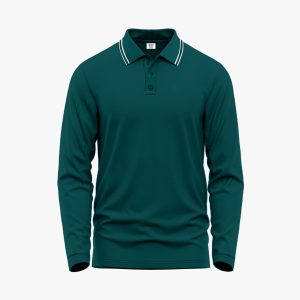 Men's Bottle Green Long-Sleeve Solid Polo Shirt