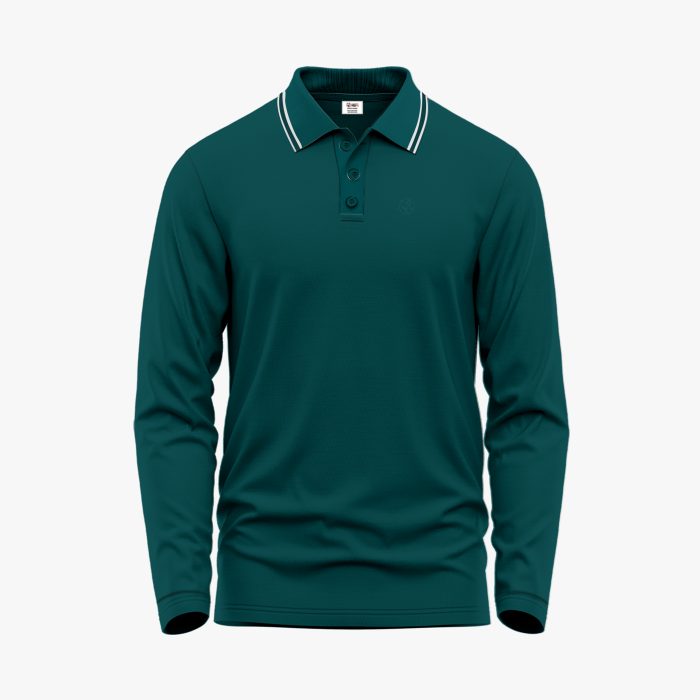 Men's Bottle Green Long-Sleeve Solid Polo Shirt Men's Bottle Green Long-Sleeve Solid Polo Shirt