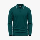 Men's Bottle Green Long-Sleeve Solid Polo Shirt