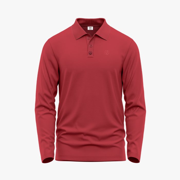 Men’s Coral Pink Long-Sleeve Solid Polo Shirt Men’s Coral Pink Long-Sleeve Solid Polo Shirt