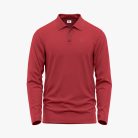 Men’s Coral Pink Long-Sleeve Solid Polo Shirt