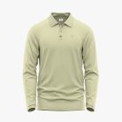 Men's Cream Long-Sleeve Solid Polo Shirt