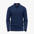 Men's Navy Blue Long-Sleeve Solid Polo Shirt
