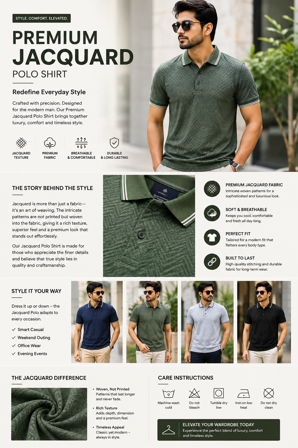 Premium Jacquard Polo Shirt: Elevate Your Everyday Style